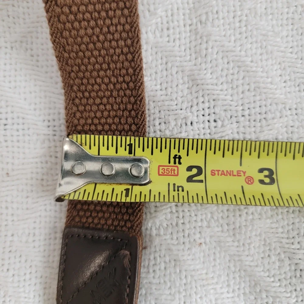 New Man France Brown Woven Elastic Stretch Belt‎ Leather Trim Mens Size 42 105cm